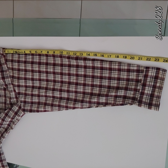Chaps Ralph Lauren Burgundy long sleeve plaid - Picture 7 of 7